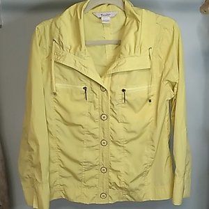TanJay yellow lightweight button up womens spring summer jacket